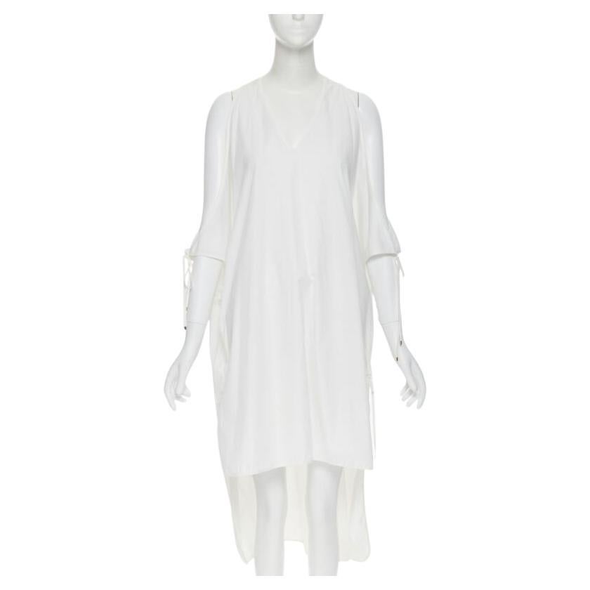 ROSETTA GETTY white cotton gold harware tie side high low casual dress XS For Sale
