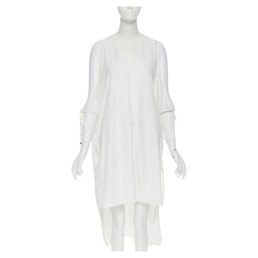 ROSETTA GETTY Weißes, niedriges, lässiges Kleid aus Baumwolle und Gold mit Krawatte an der Seite XS im Angebot