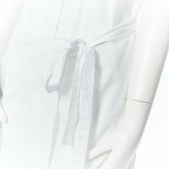 ROSETTA GETTY white cotton maxi long shirt dress apron fold minimal tie US0 XS