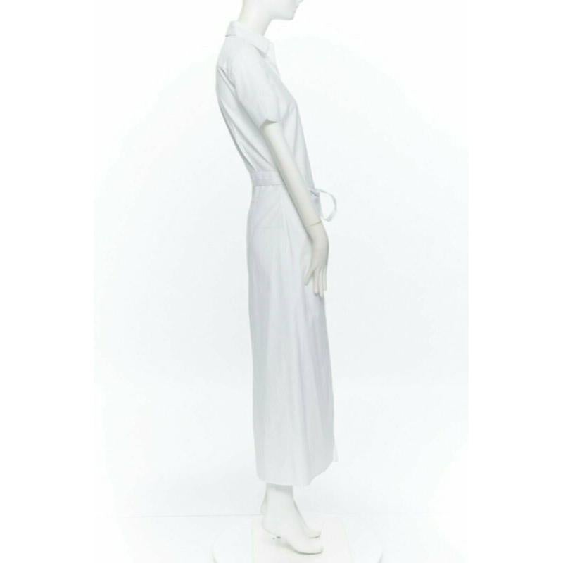 ROSETTA GETTY white cotton maxi long shirt dress apron fold minimal tie US0 XS In Good Condition For Sale In Hong Kong, NT