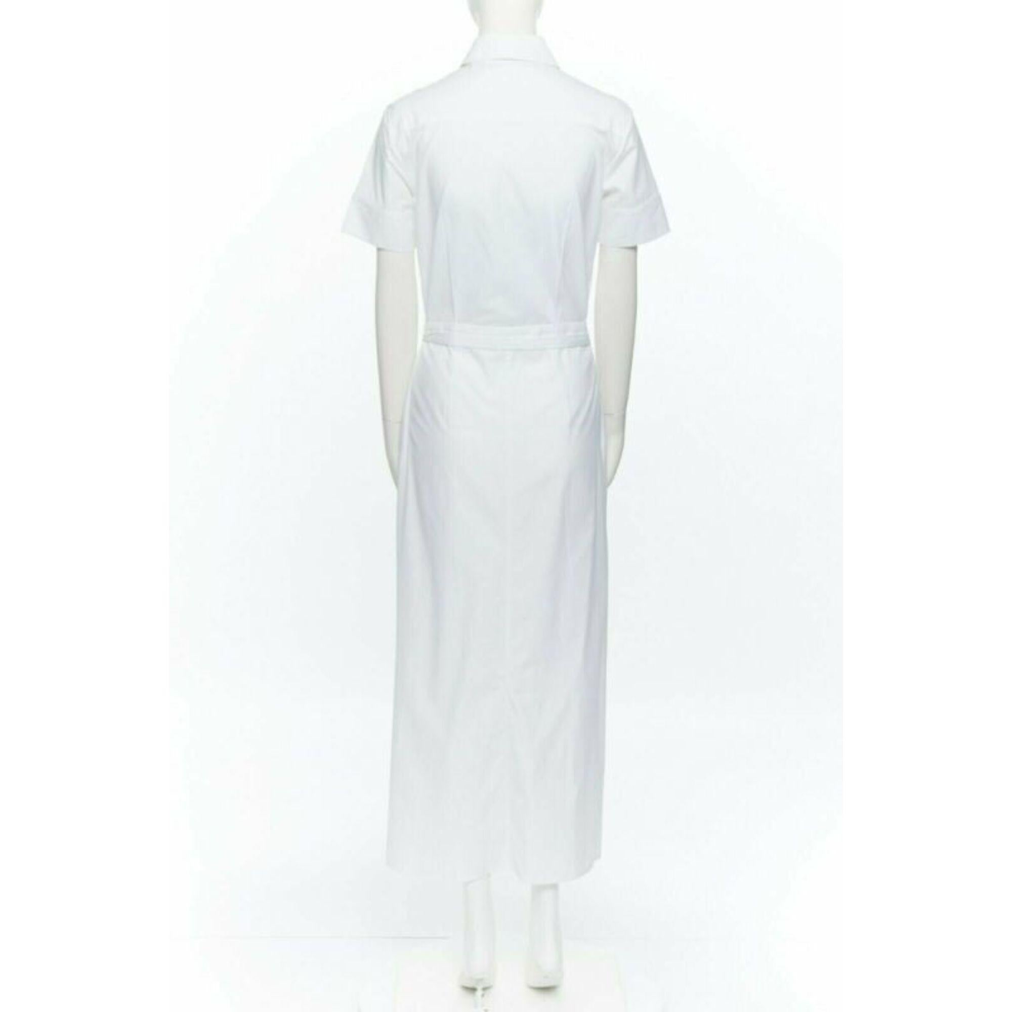 Women's ROSETTA GETTY white cotton maxi long shirt dress apron fold minimal tie US0 XS For Sale