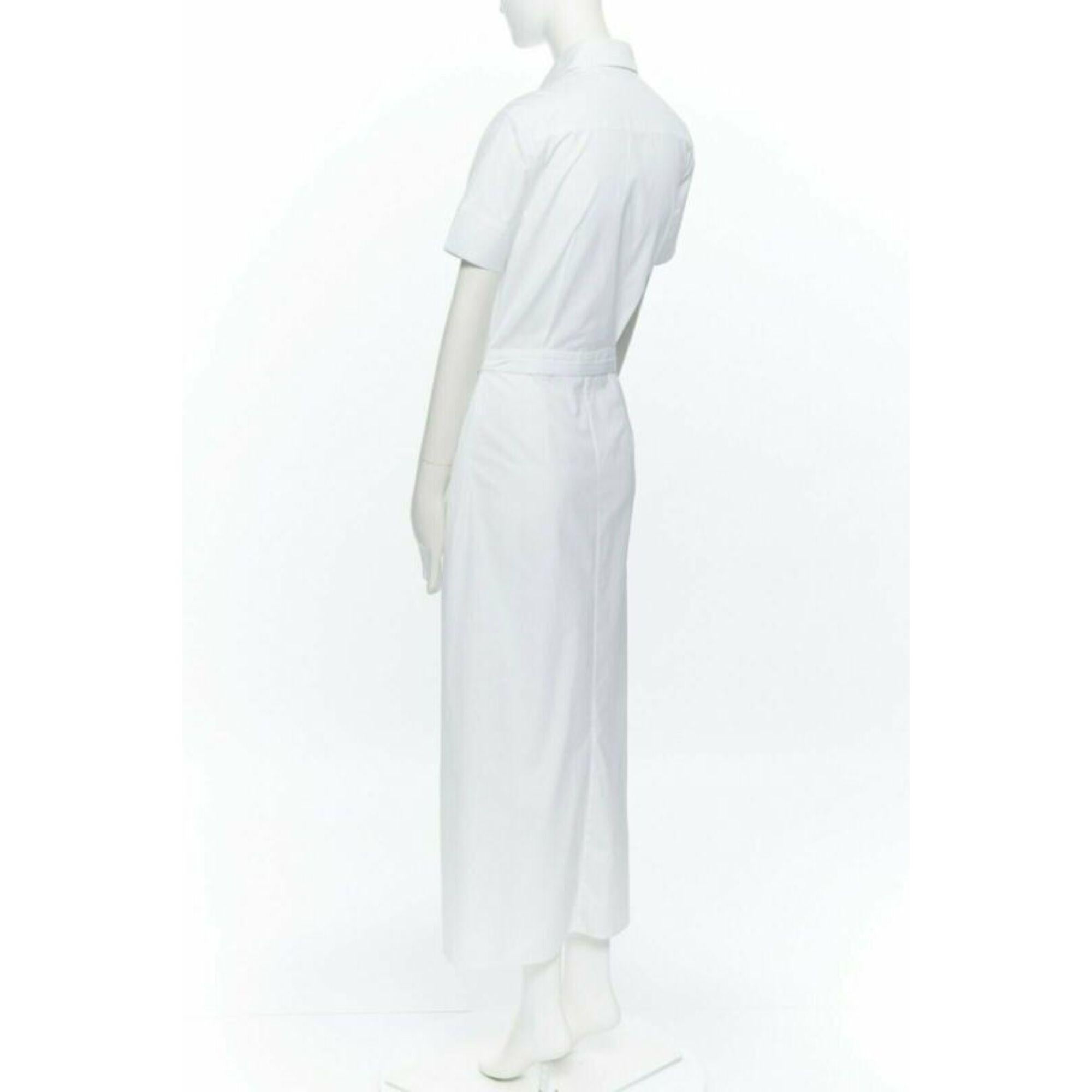 ROSETTA GETTY white cotton maxi long shirt dress apron fold minimal tie US0 XS For Sale 1