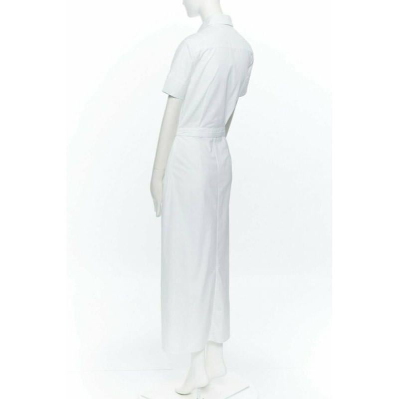 ROSETTA GETTY white cotton maxi long shirt dress apron fold minimal tie US0 XS For Sale 1