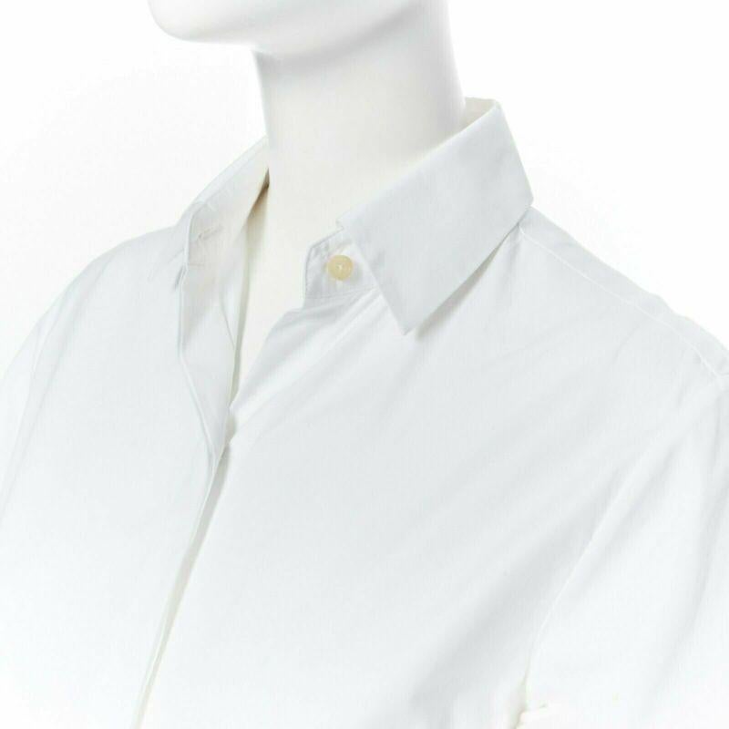 ROSETTA GETTY white cotton maxi long shirt dress apron fold minimal tie US0 XS For Sale 2