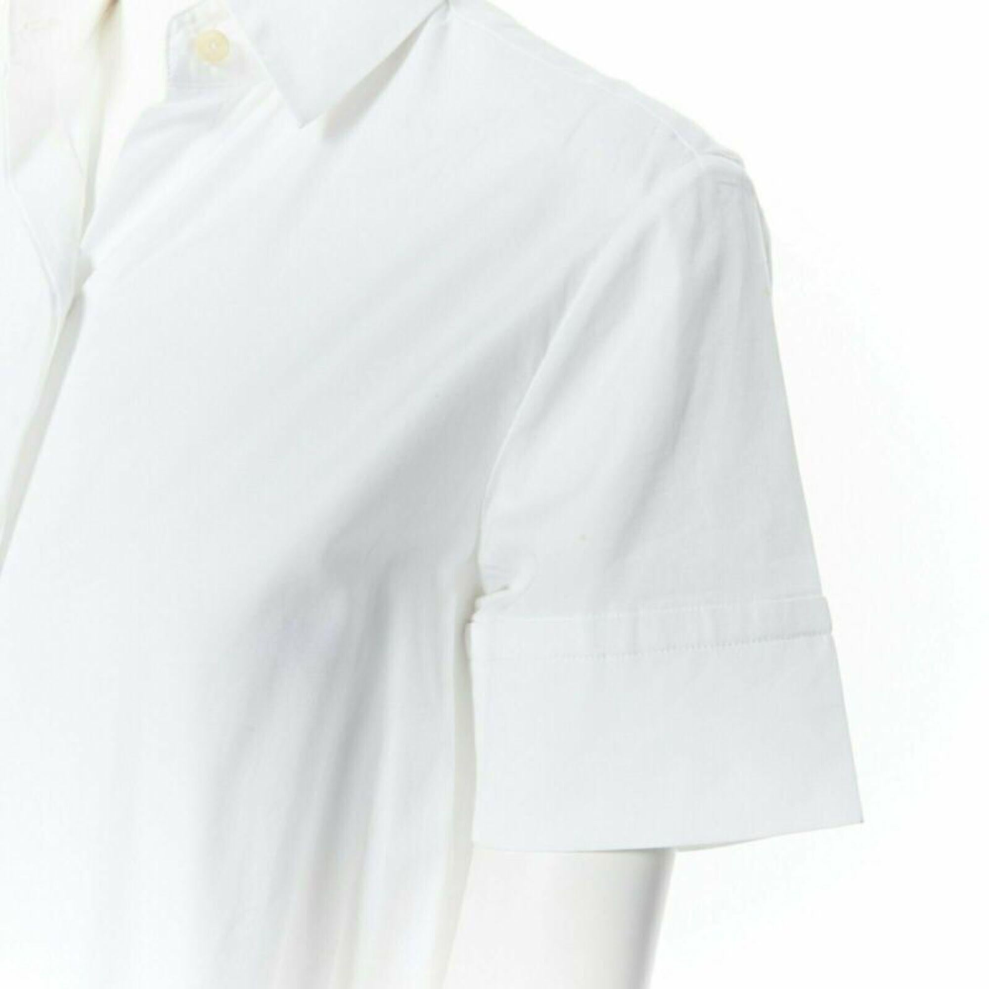 ROSETTA GETTY white cotton maxi long shirt dress apron fold minimal tie US0 XS For Sale 3