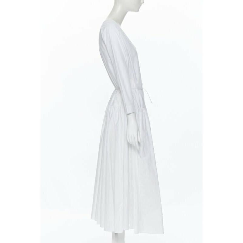 ROSETTA GETTY white cotton wrap front self tie flared casual midi day dress XS In Excellent Condition In Hong Kong, NT