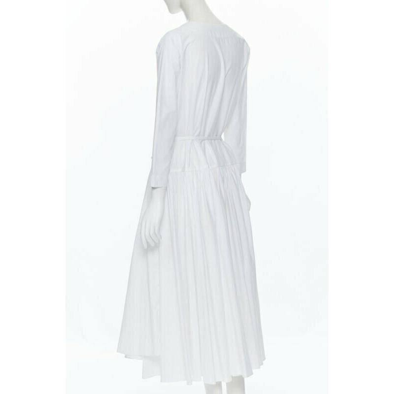 ROSETTA GETTY white cotton wrap front self tie flared casual midi day dress XS 1