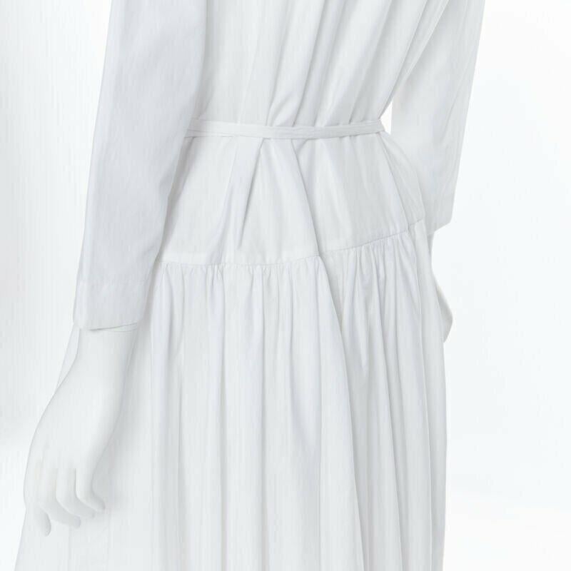 ROSETTA GETTY white cotton wrap front self tie flared casual midi day dress XS For Sale 3