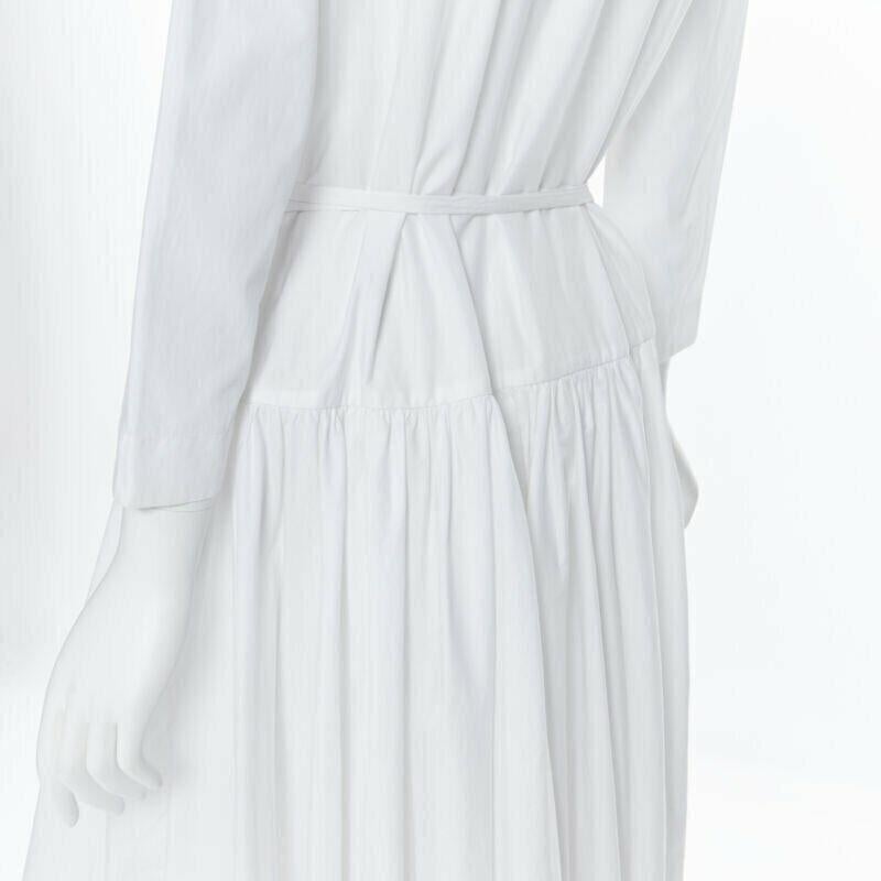 ROSETTA GETTY white cotton wrap front self tie flared casual midi day dress XS 3