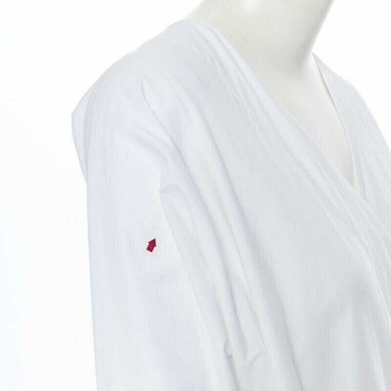 ROSETTA GETTY white cotton wrap front self tie flared casual midi day dress XS 4