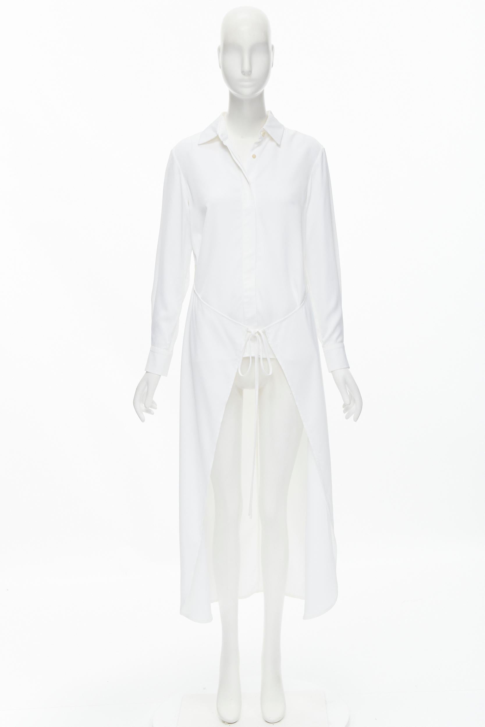 ROSETTA GETTY white viscose  long sleeve high low train hem shirt top US2 XS For Sale 5