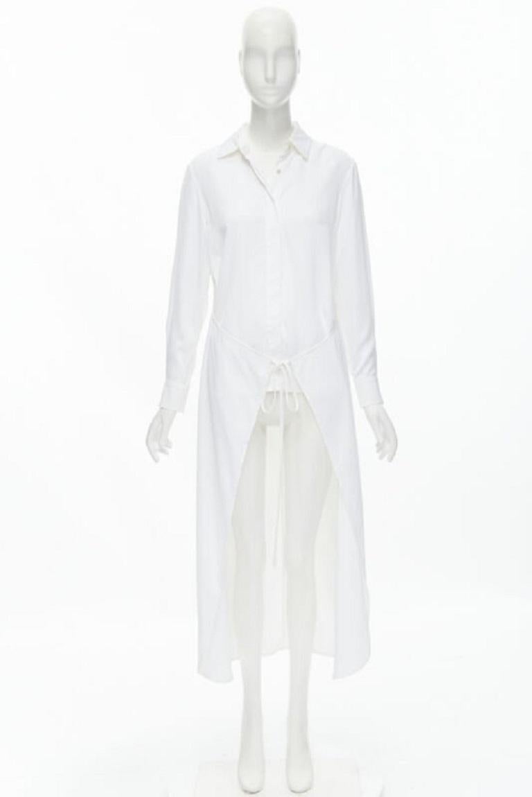 ROSETTA GETTY white viscose  long sleeve high low train hem shirt top US2 XS For Sale 5