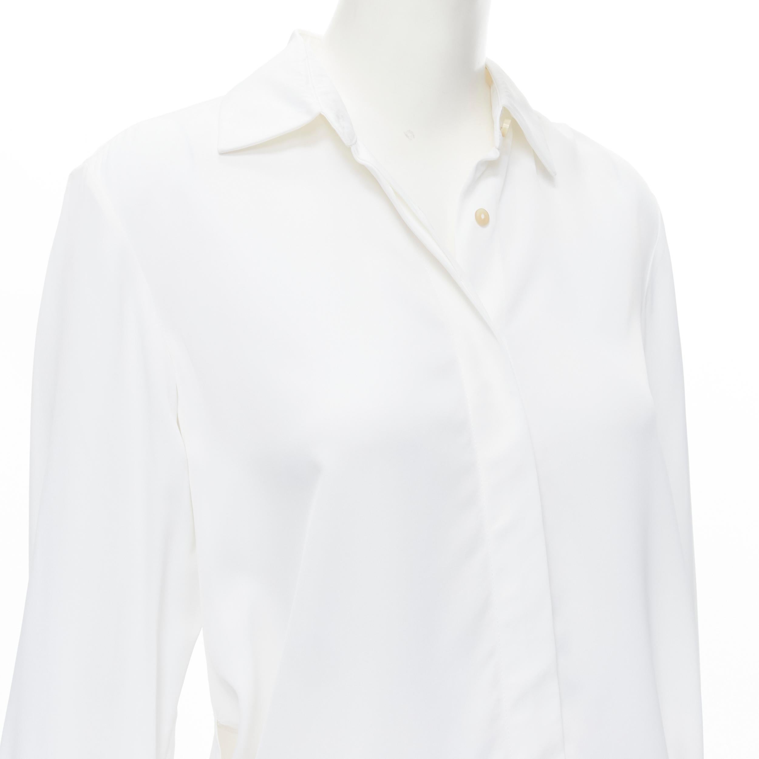 ROSETTA GETTY white viscose  long sleeve high low train hem shirt top US2 XS For Sale 2