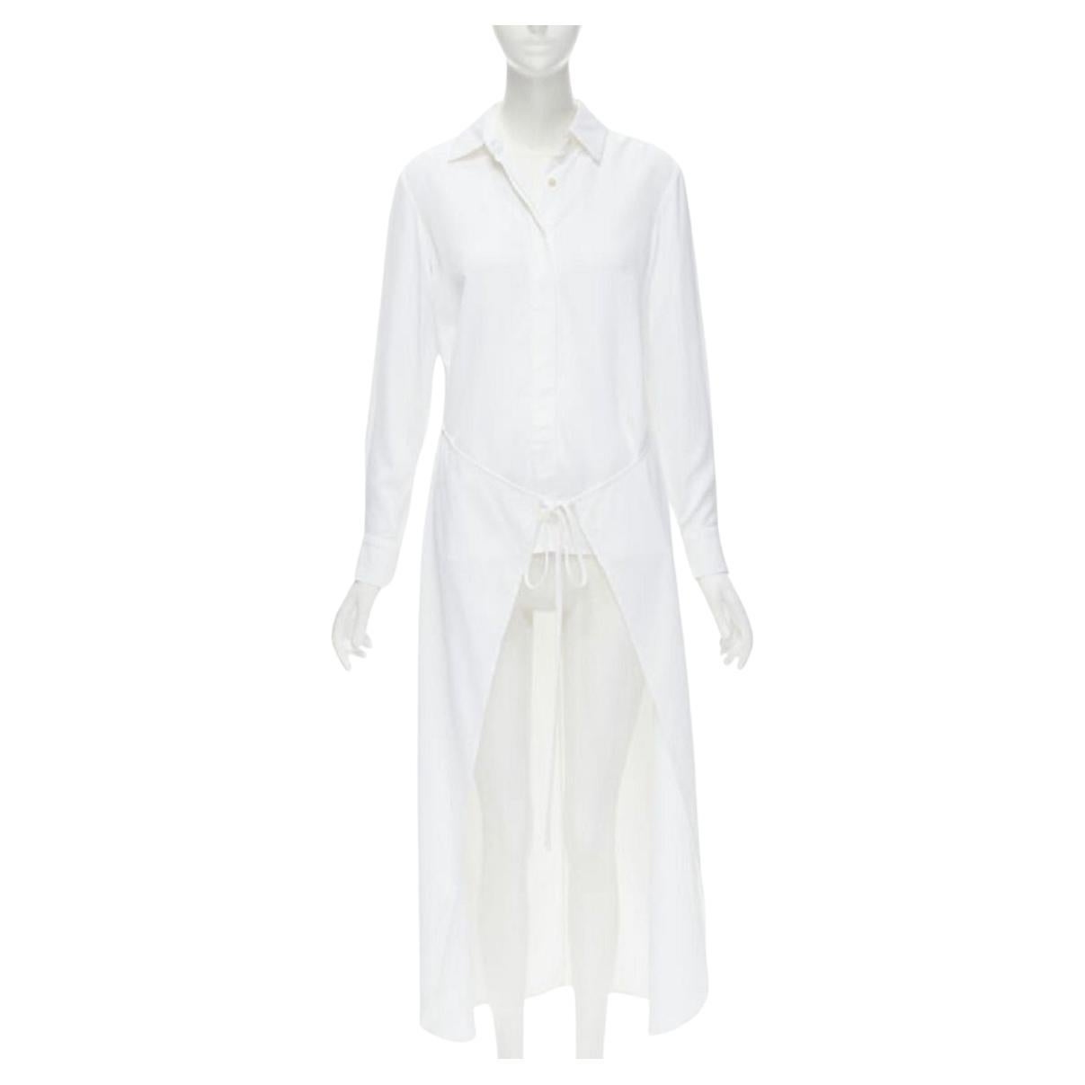 ROSETTA GETTY white viscose  long sleeve high low train hem shirt top US2 XS For Sale
