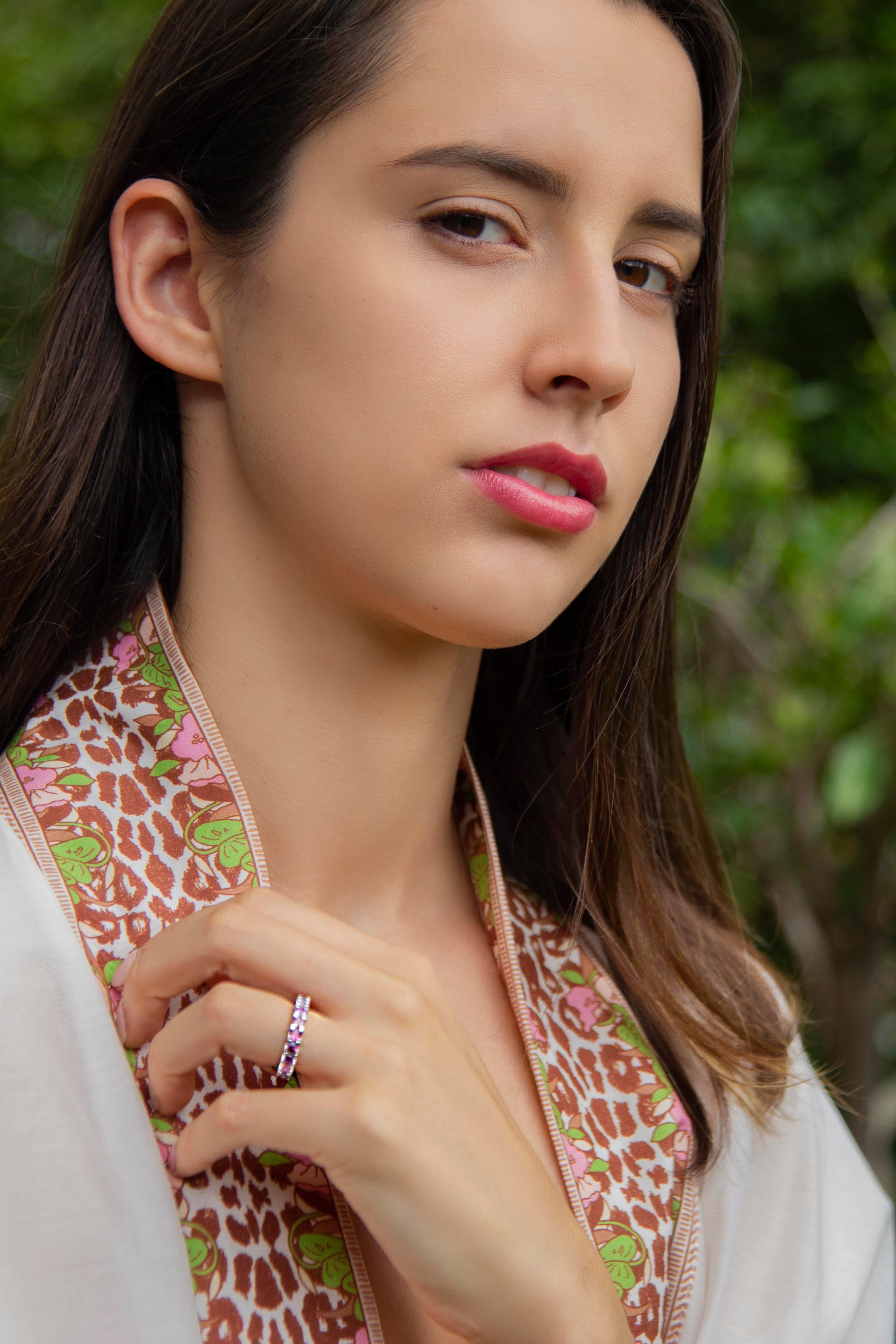 pink sapphire ombre ring