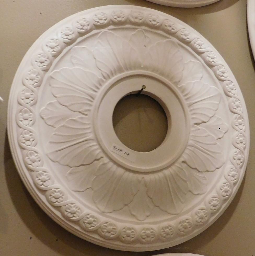 These plaster ceiling medallions are hand-cast by our own craftsman from a mold made from a period medallion in a period room. Easy to install, instructions provided. Center hole is 4