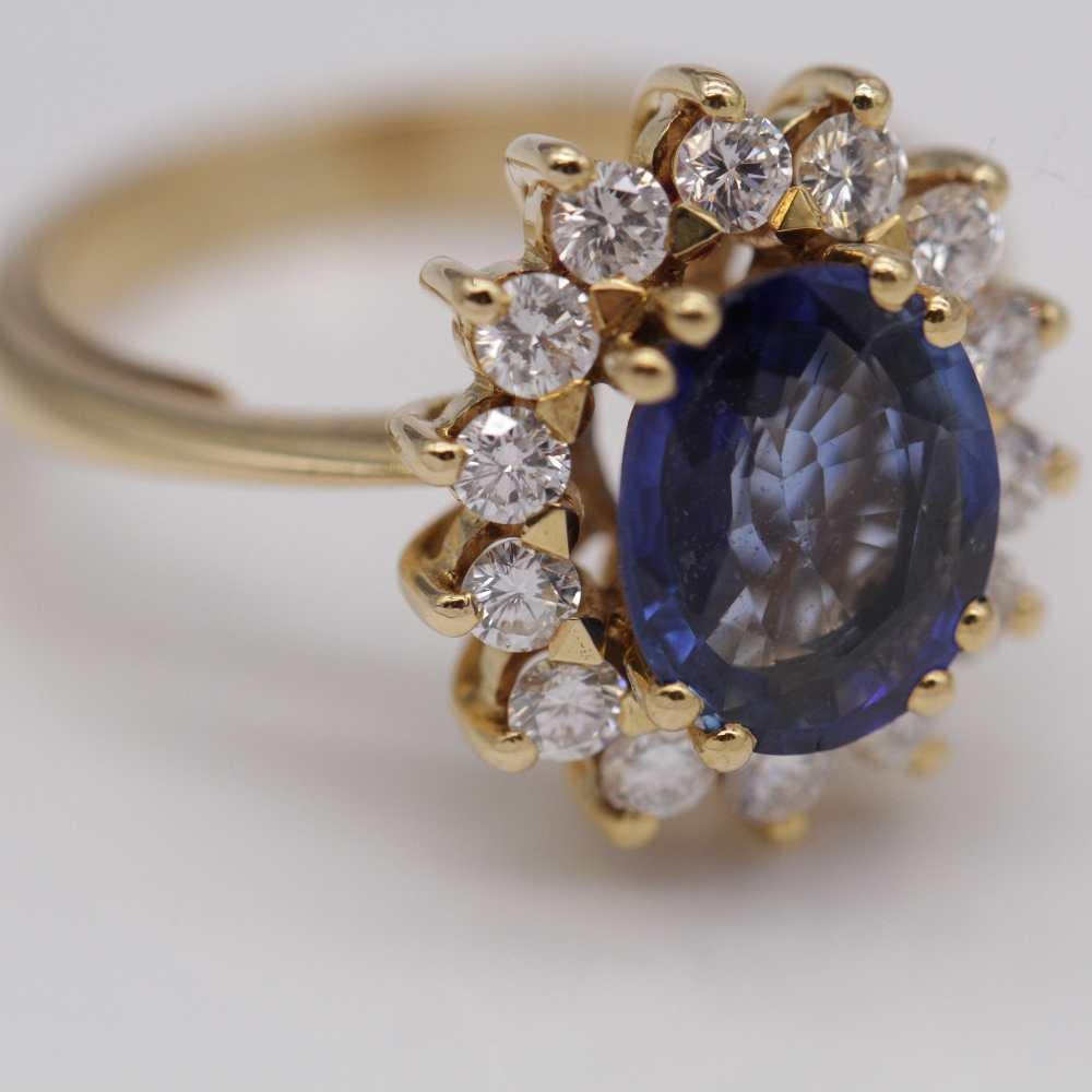 Anello Rosetta con zaffiro e diamante in vendita 1