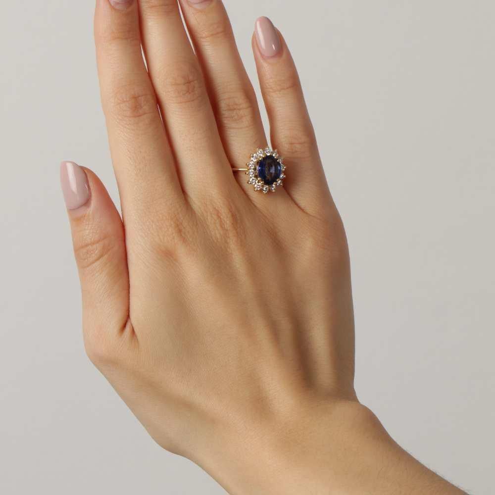 Anello Rosetta con zaffiro e diamante in vendita 2
