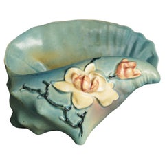 Roseville Art Pottery Blue Conch Shell With Magnolia Pattern C1943