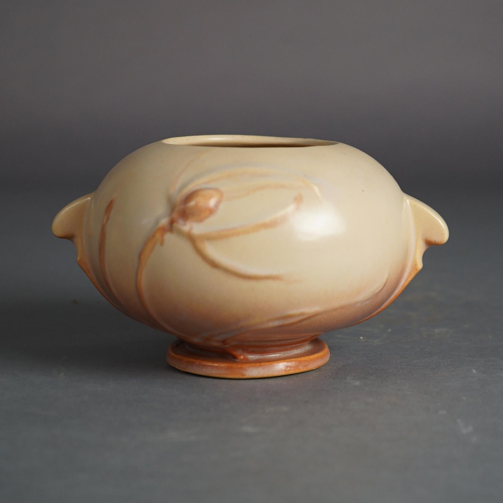 American Roseville Art Pottery Bowl With Teasel Pattern C1936