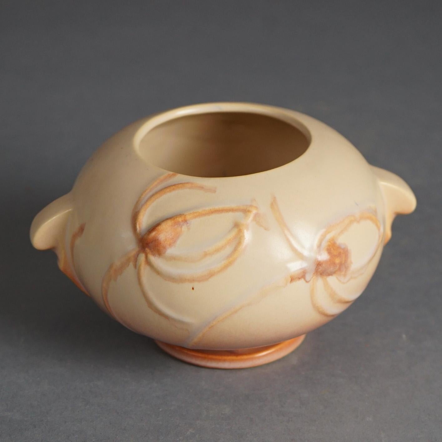 20th Century Roseville Art Pottery Bowl With Teasel Pattern C1936