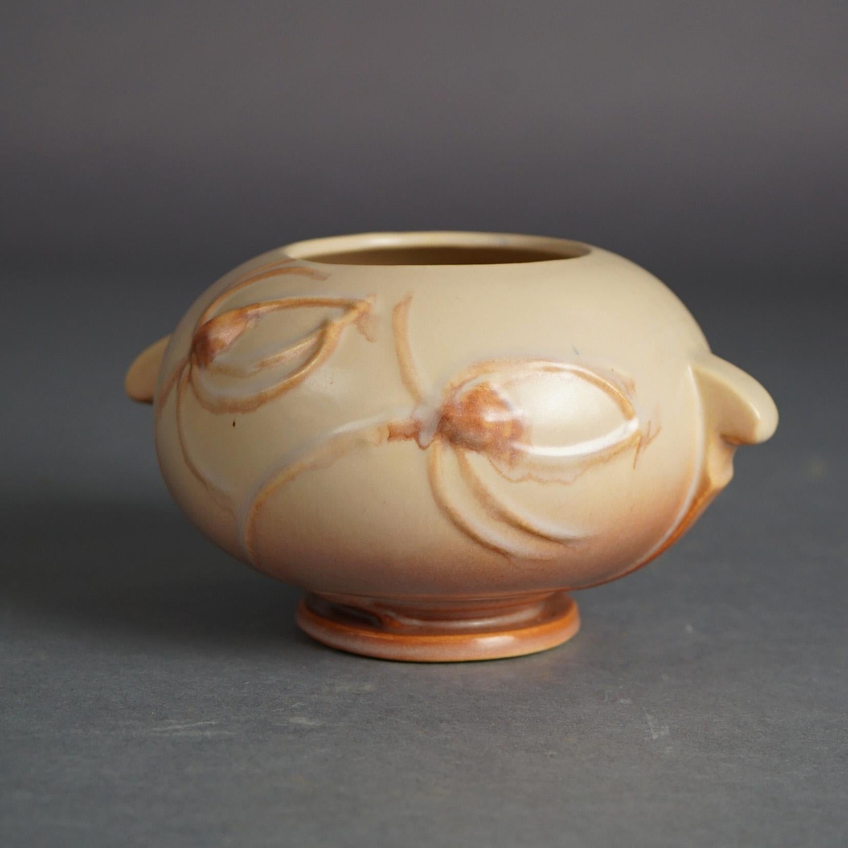 Roseville Art Pottery Bowl With Teasel Pattern C1936 3