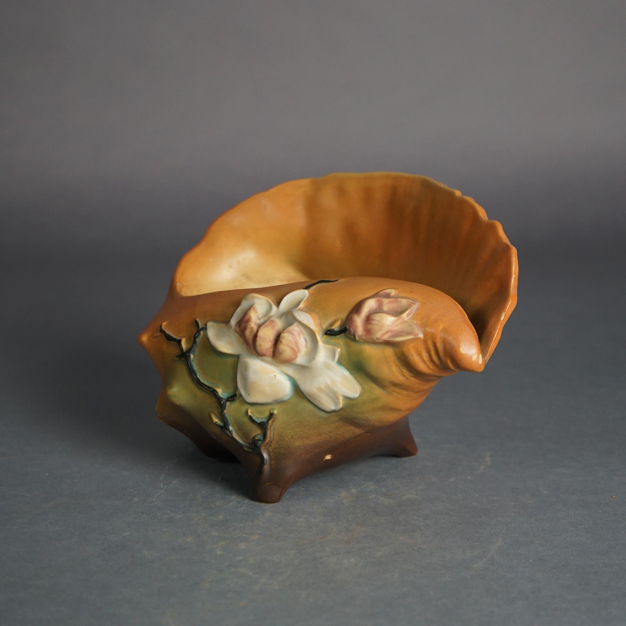 Roseville Art Pottery Brown Conch Shell with Magnolia Pattern C1943

Measures - 7.5