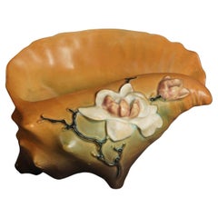 Roseville Art Pottery Brown Conch Shell with Magnolia Pattern C1943