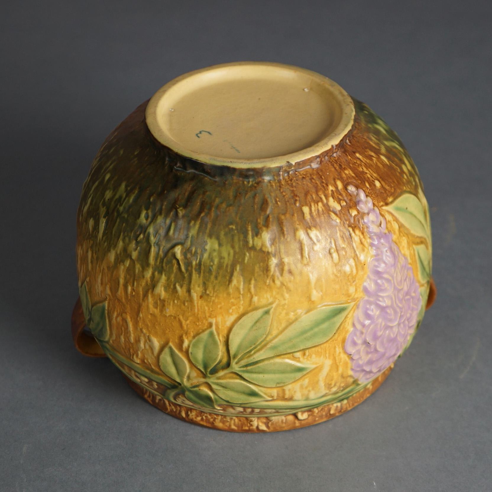 Roseville Art Pottery Brown Jardiniere With Wisteria Pattern C1933 1