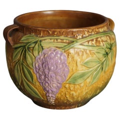 Roseville Art Pottery Brown Jardiniere With Wisteria Pattern C1933