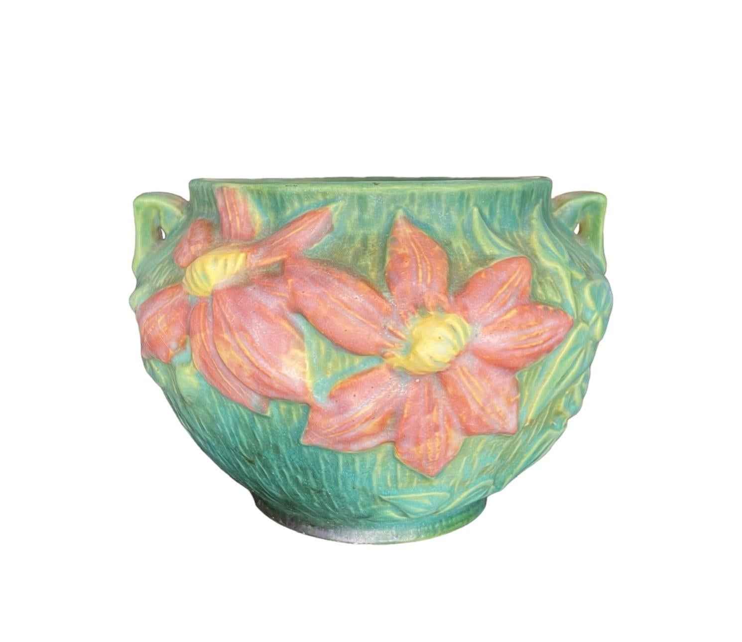 Clay Roseville Art Pottery Clematis Pattern Bowl