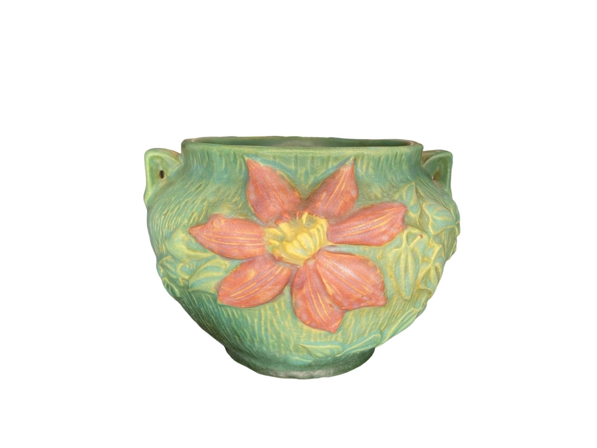 Roseville Art Pottery Clematis Pattern Bowl 1