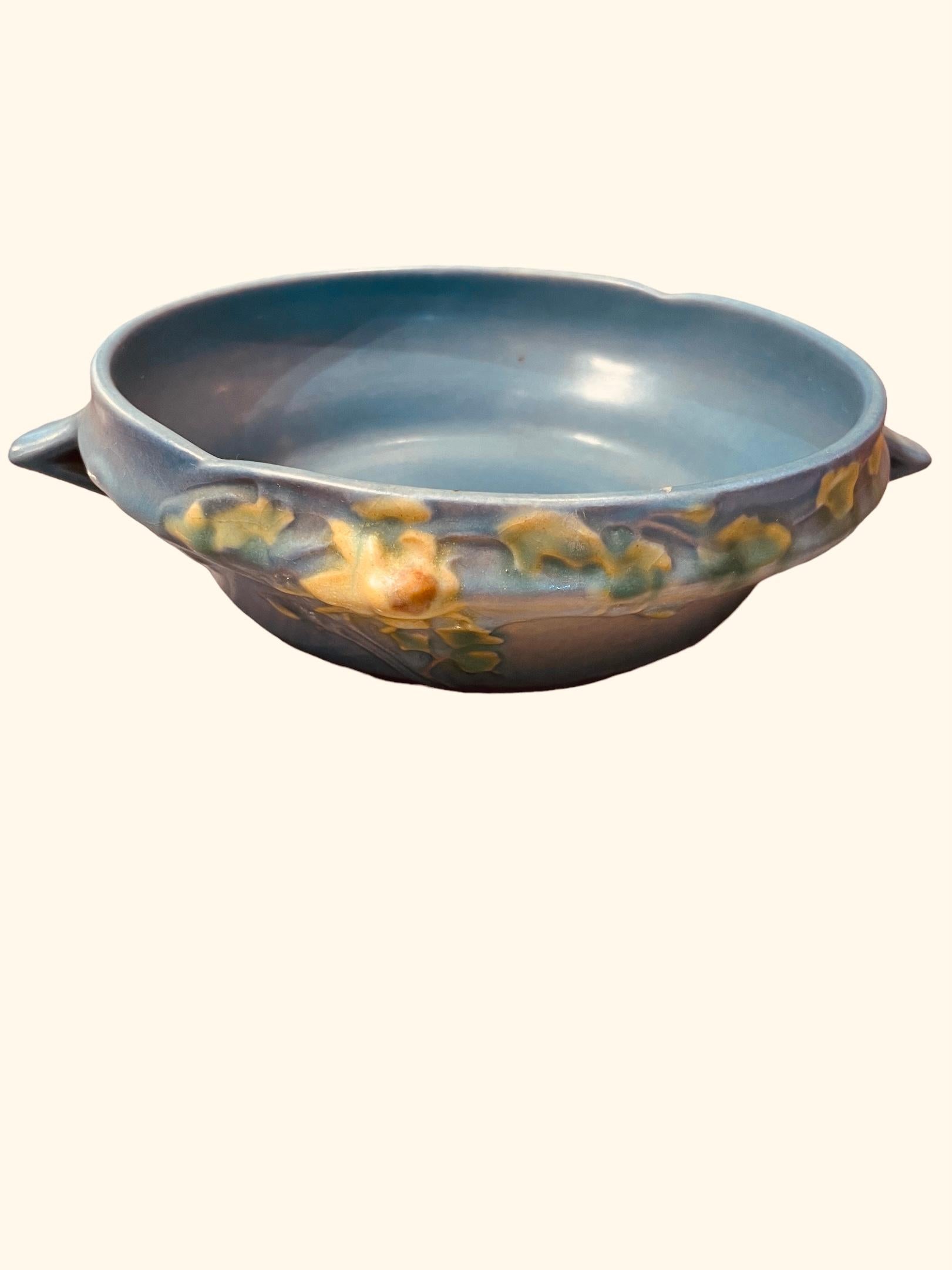 Molded Roseville Art Pottery Columbine Pattern Bowl For Sale