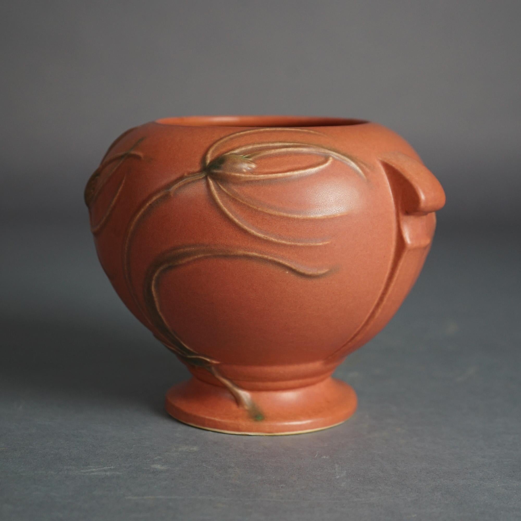 Roseville Art Pottery Double Handled Vase with Teasel Pattern C1937 1
