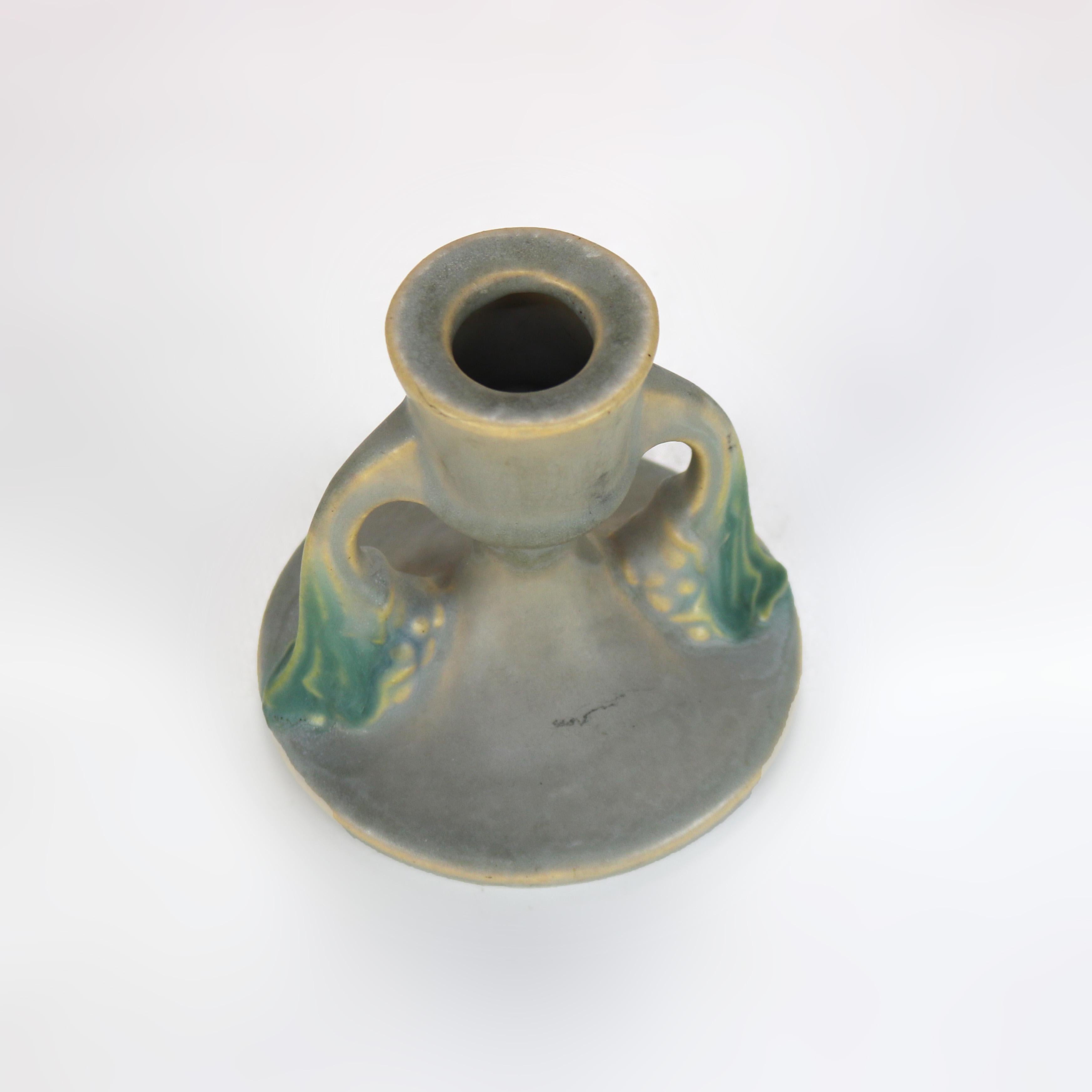 Roseville Art Pottery Gray Candleholder with Tuscany Pattern Mid 20thC In Good Condition For Sale In Big Flats, NY