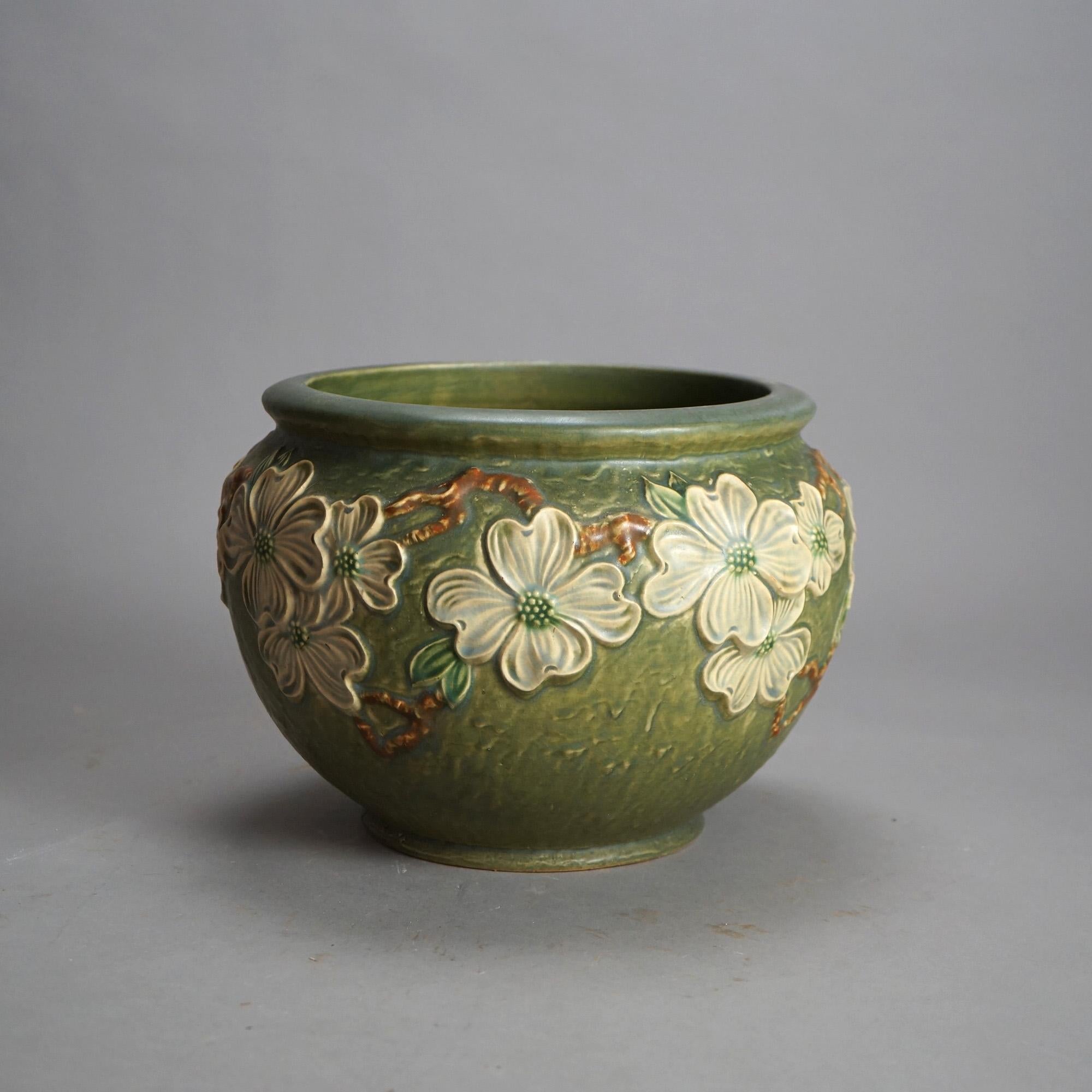 Roseville Art Pottery Green Planter With Dogwood Pattern Mid 20thC

Measures - 8 1/4