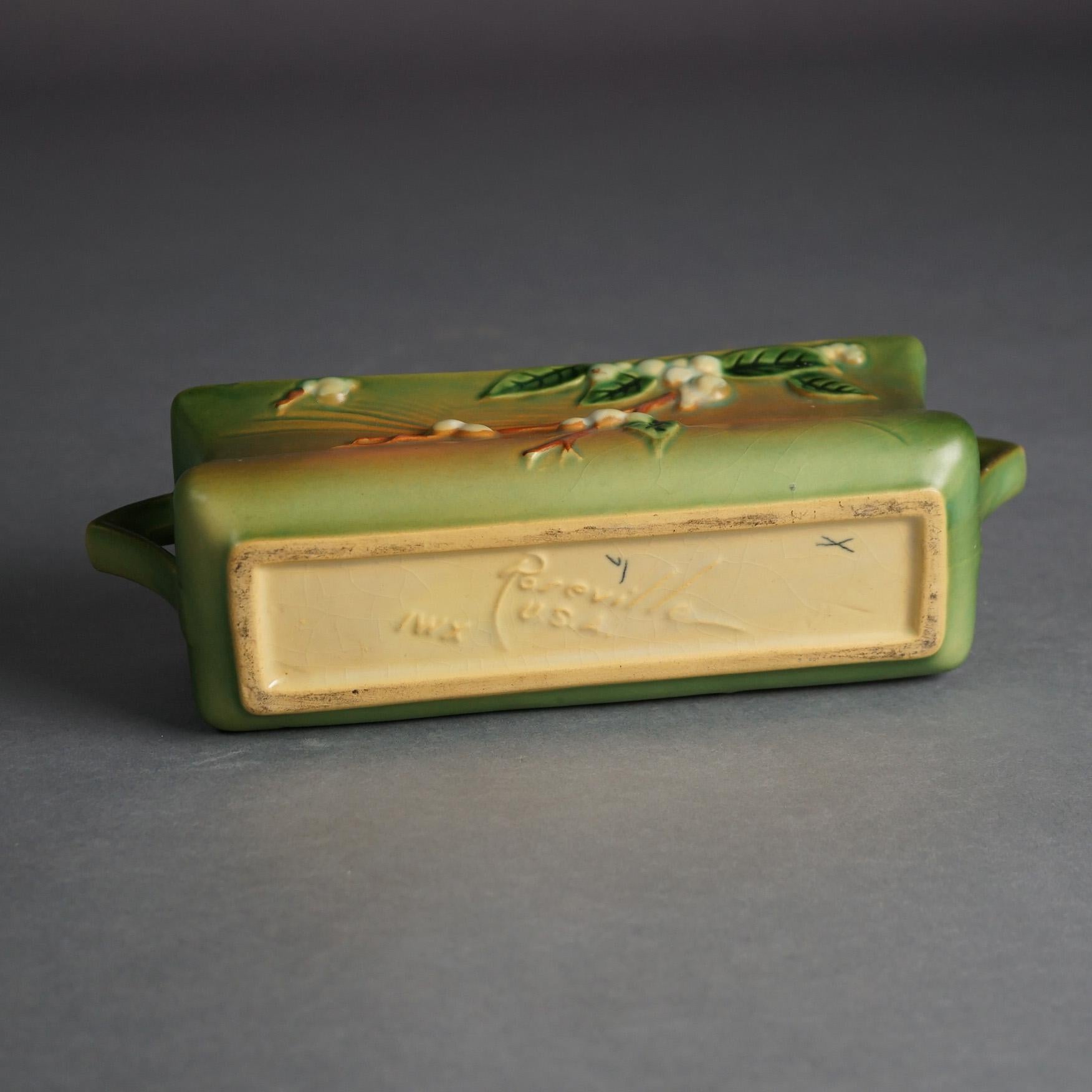 20th Century Roseville Art Pottery Green Planter With Snowberry Pattern C1947