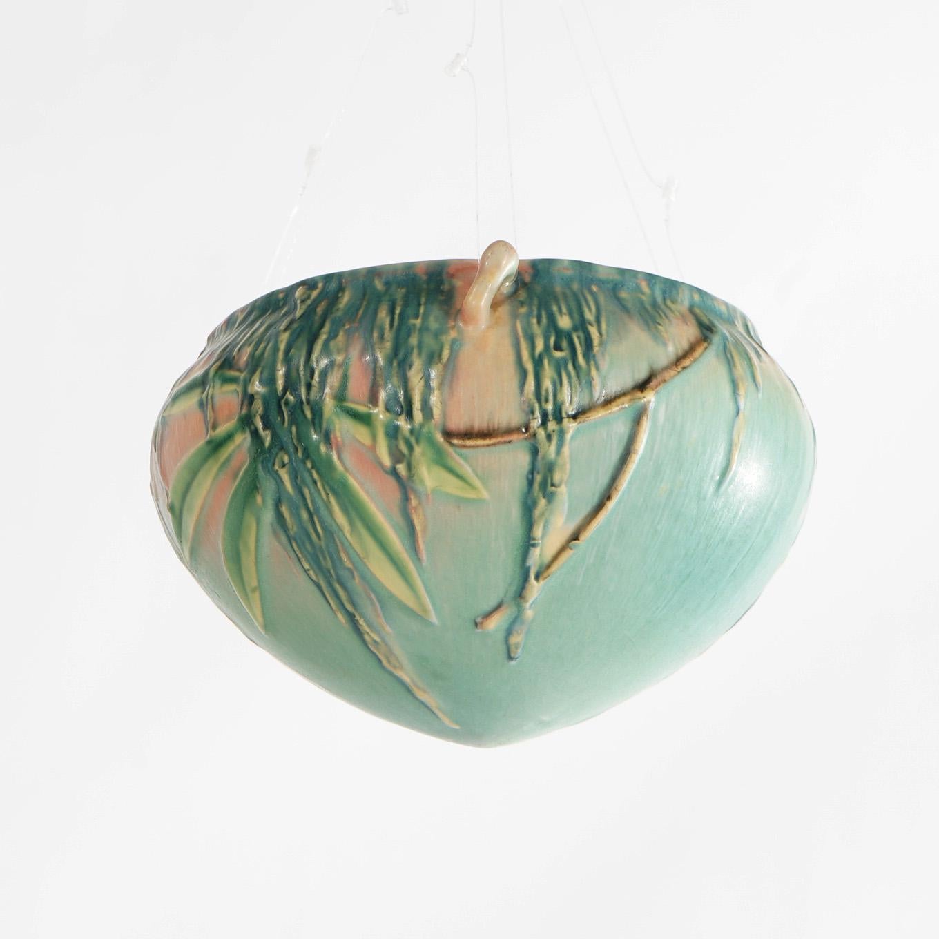 Roseville Art Pottery Hanging Planter, Moss Pattern, C1936

Measures - 4.75