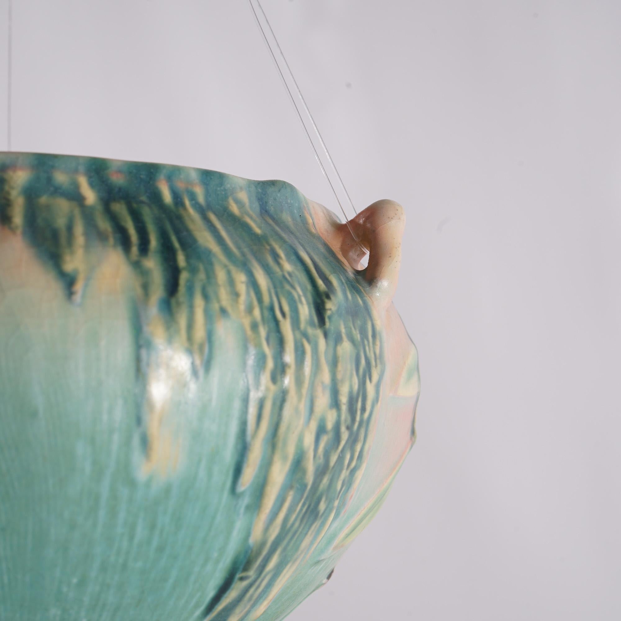 20th Century Roseville Art Pottery Hanging Planter, Moss Pattern, C1936