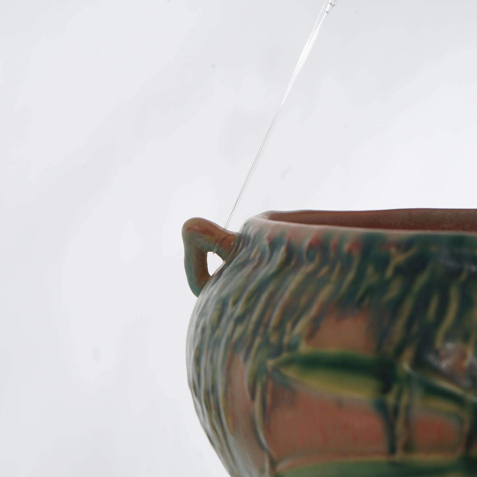 Roseville Art Pottery Hanging Planter, Moss Pattern, C1936 2