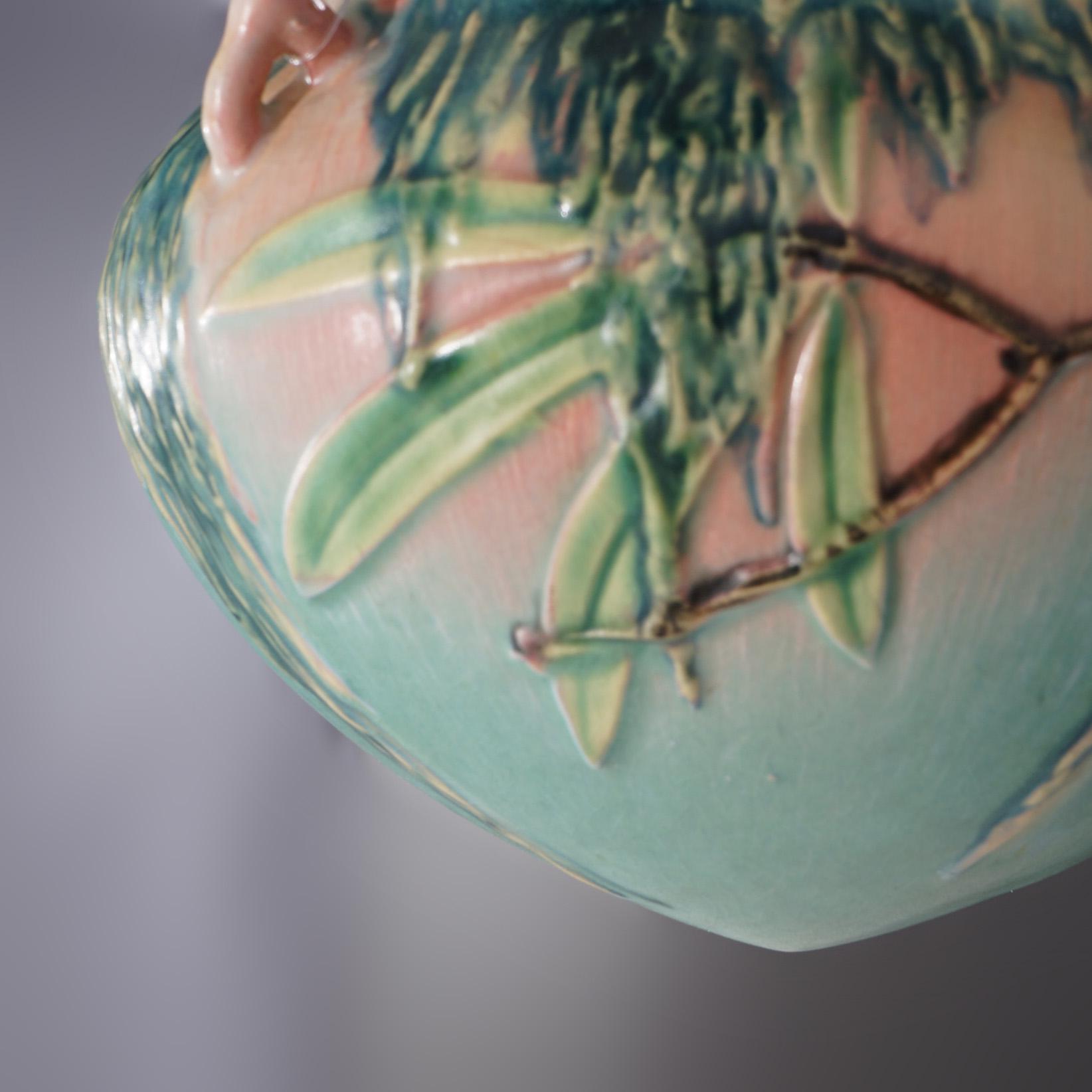 Roseville Art Pottery Hanging Planter, Moss Pattern, C1936 3