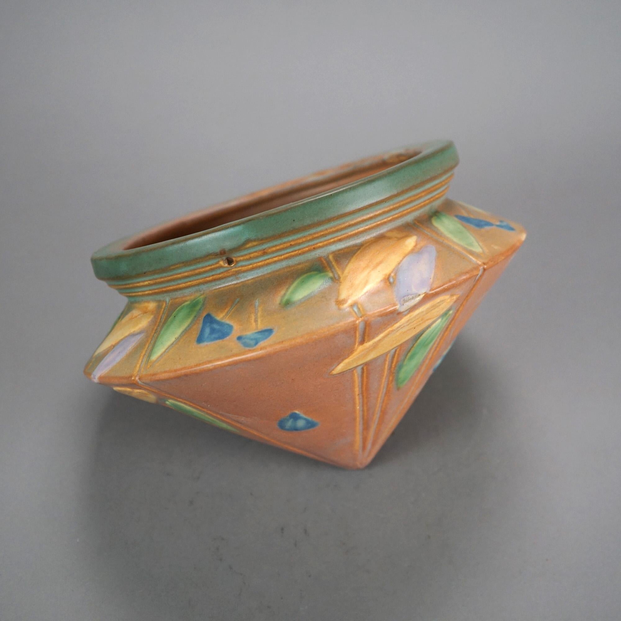 20th Century Roseville Art Pottery Hanging Planter with Futura Pattern C1930