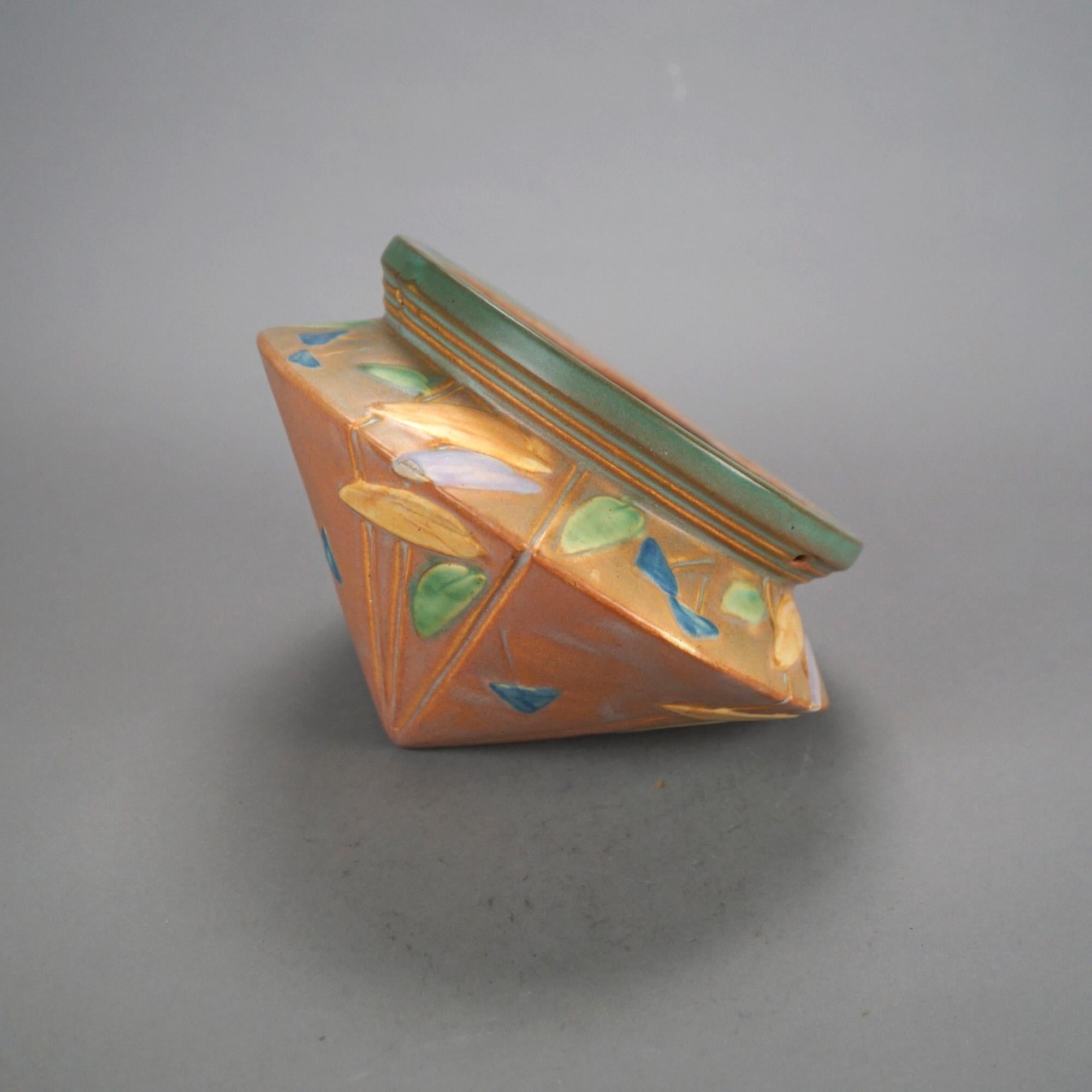 Roseville Art Pottery Hanging Planter with Futura Pattern C1930 1