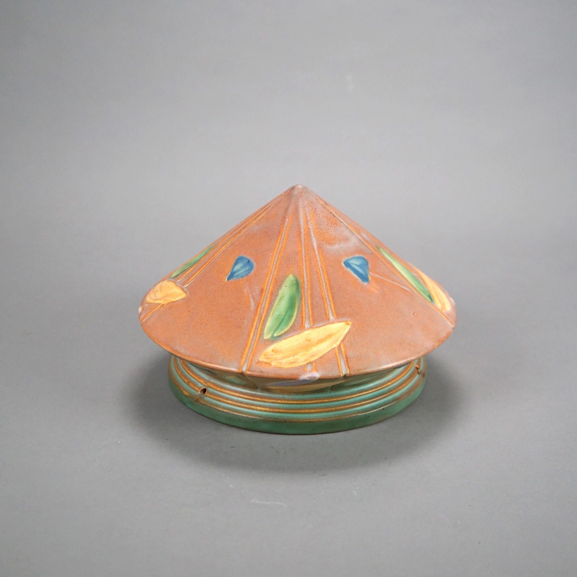 Roseville Art Pottery Hanging Planter with Futura Pattern C1930 2