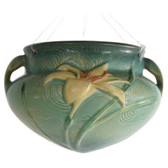 Roseville Art Pottery Hanging Planter With Zephyr Lily Pattern C1946