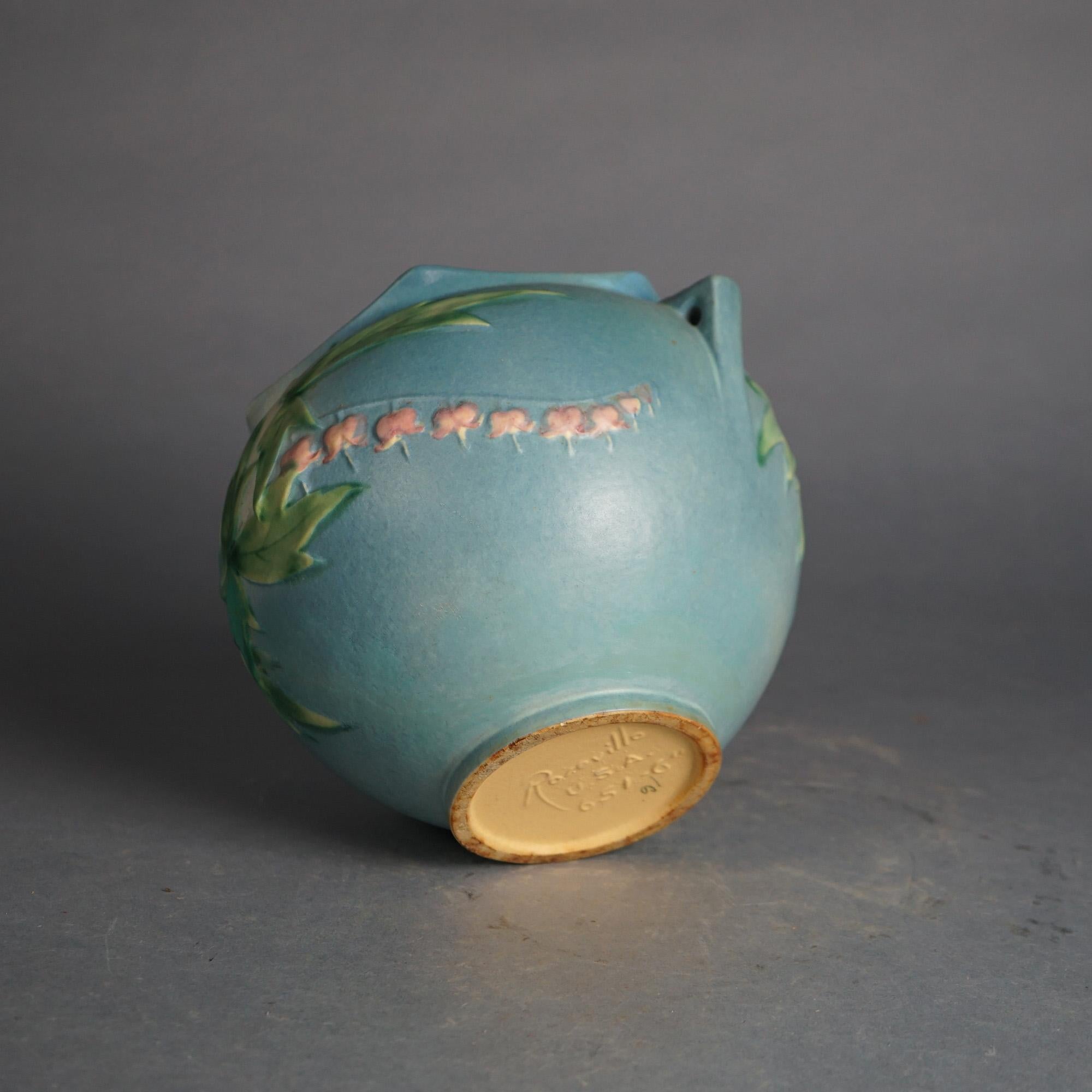 Roseville Art Pottery Jardiniere, Bleeding Heart, Signed, C1940 In Good Condition In Big Flats, NY
