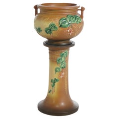 Roseville Art Pottery Jardiniere & Pedestal with Fuschia Pattern Mid 20thC