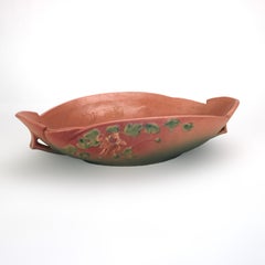 Roseville Art Pottery Pink Console Bowl with Columbine Pattern Mid 20thC