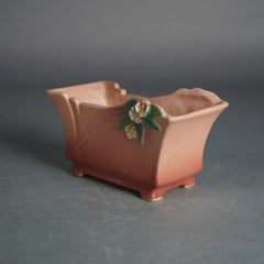 Roseville Art Pottery Pink Planter With Mock Orange Pattern C1950