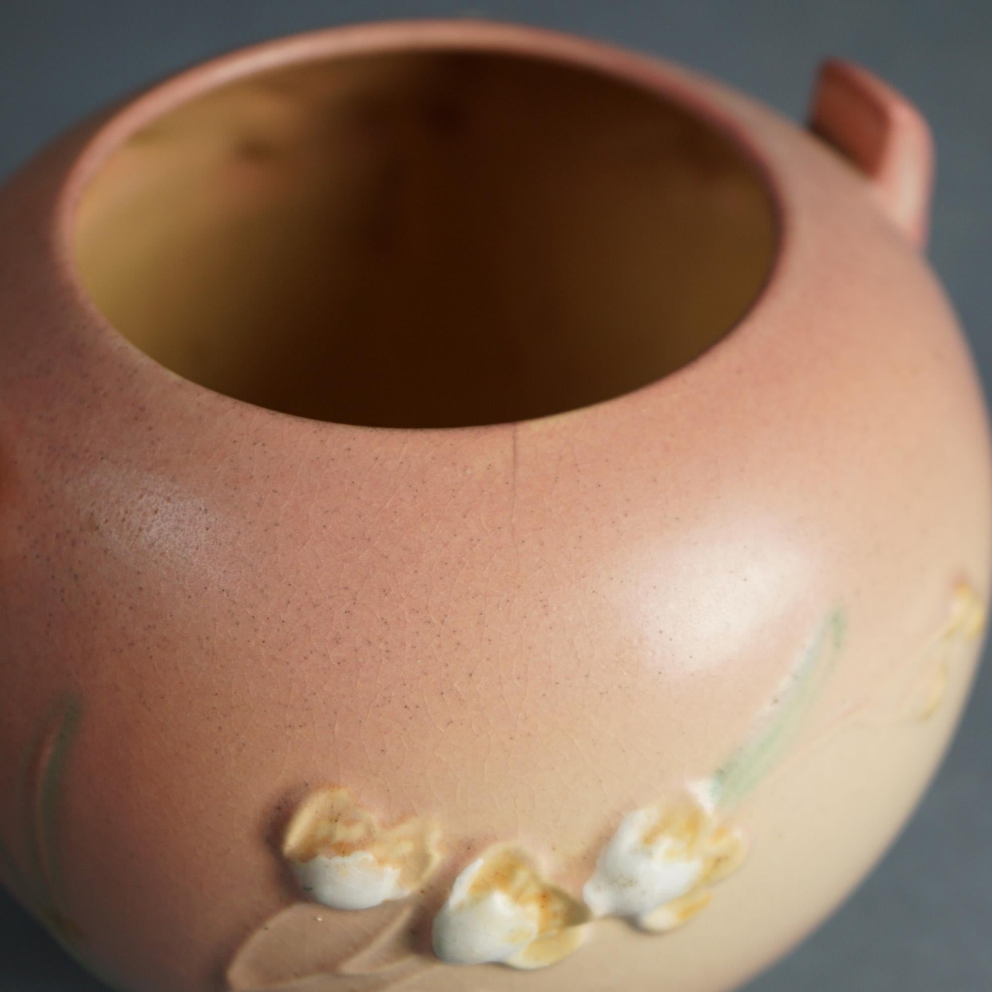 Roseville Art Pottery Pink Vase with Ixia Pattern C1937 4